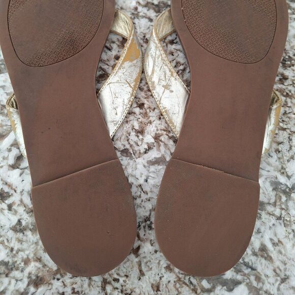 Tory Burch Thora‎ Flip Flop Sandals in Brown silver size 10 - Picture 9 of 9